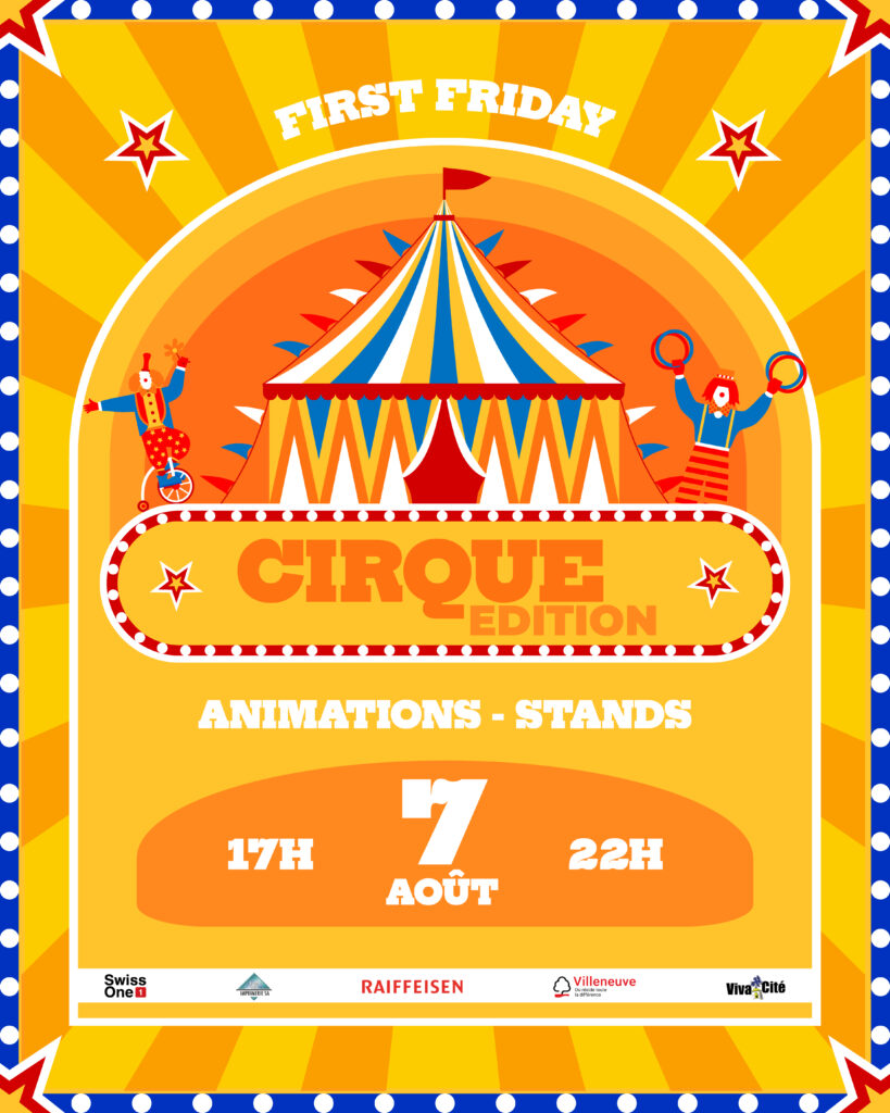 Affiche First Friday, édition cirque du 7 août 2026